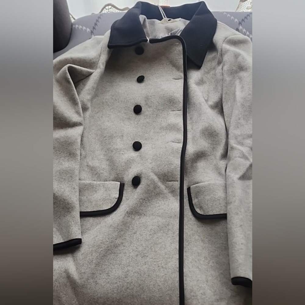 Coat Women's Autumn and Winter New Splicing Lapel Double Breasted - Picture 5 of 5